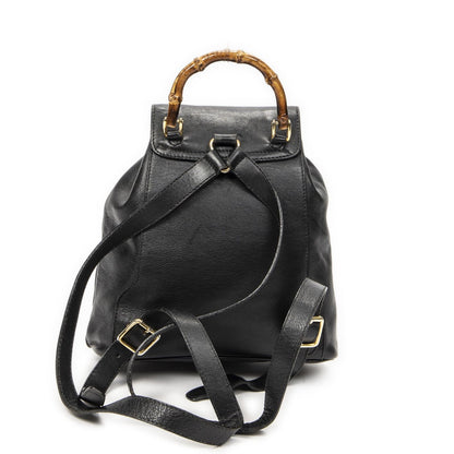 Gucci Mini Bamboo Backpack Black Calfskin Leather — view 5