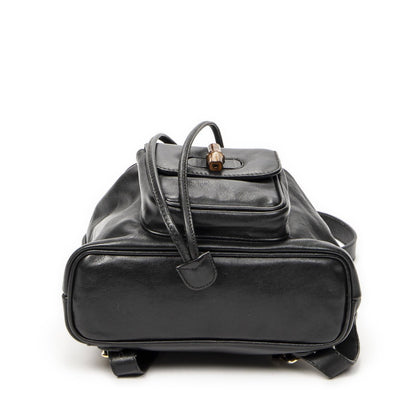 Gucci Mini Bamboo Backpack Black Calfskin Leather — view 6