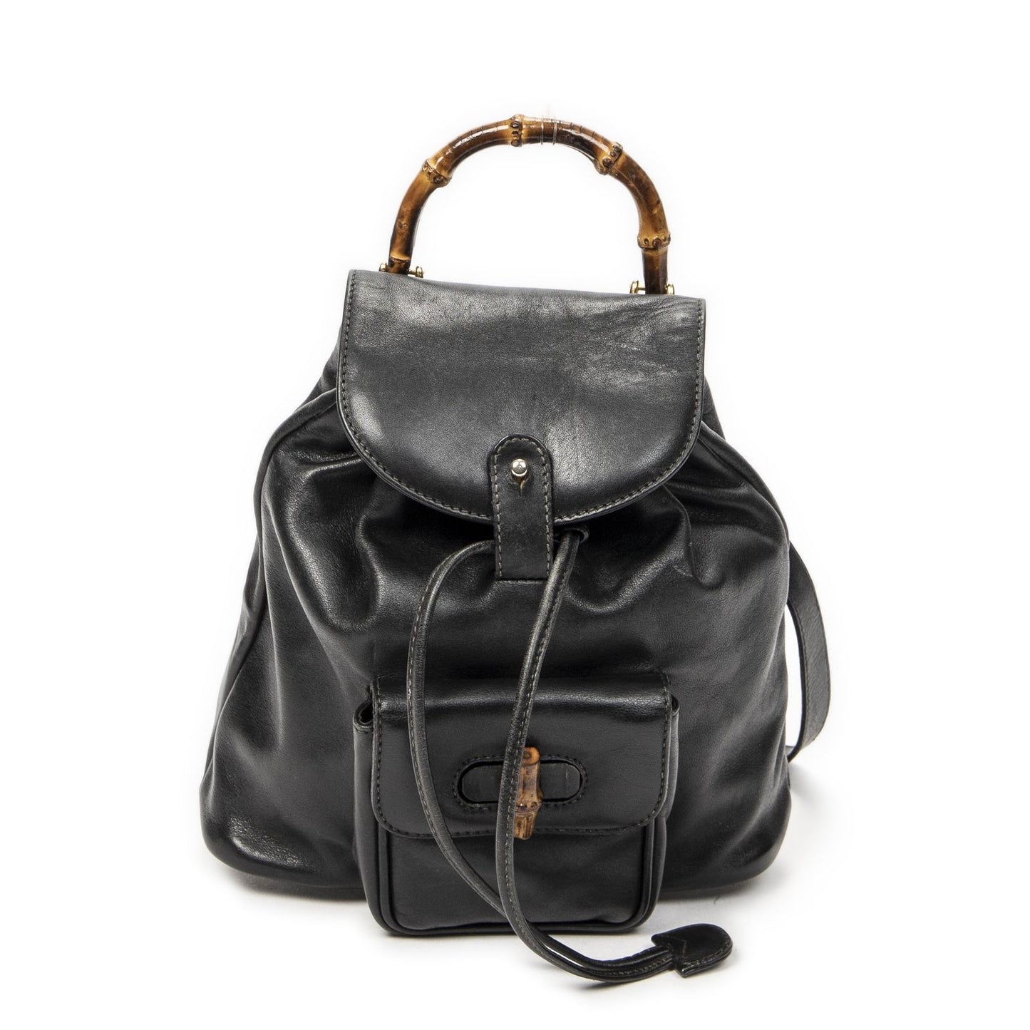 Gucci Mini Bamboo Backpack Black Calfskin Leather