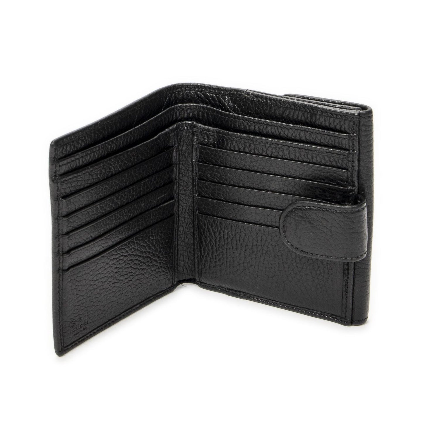 Gucci Interlocking Compact French Wallet Black Gray Calfskin Leather — view 4