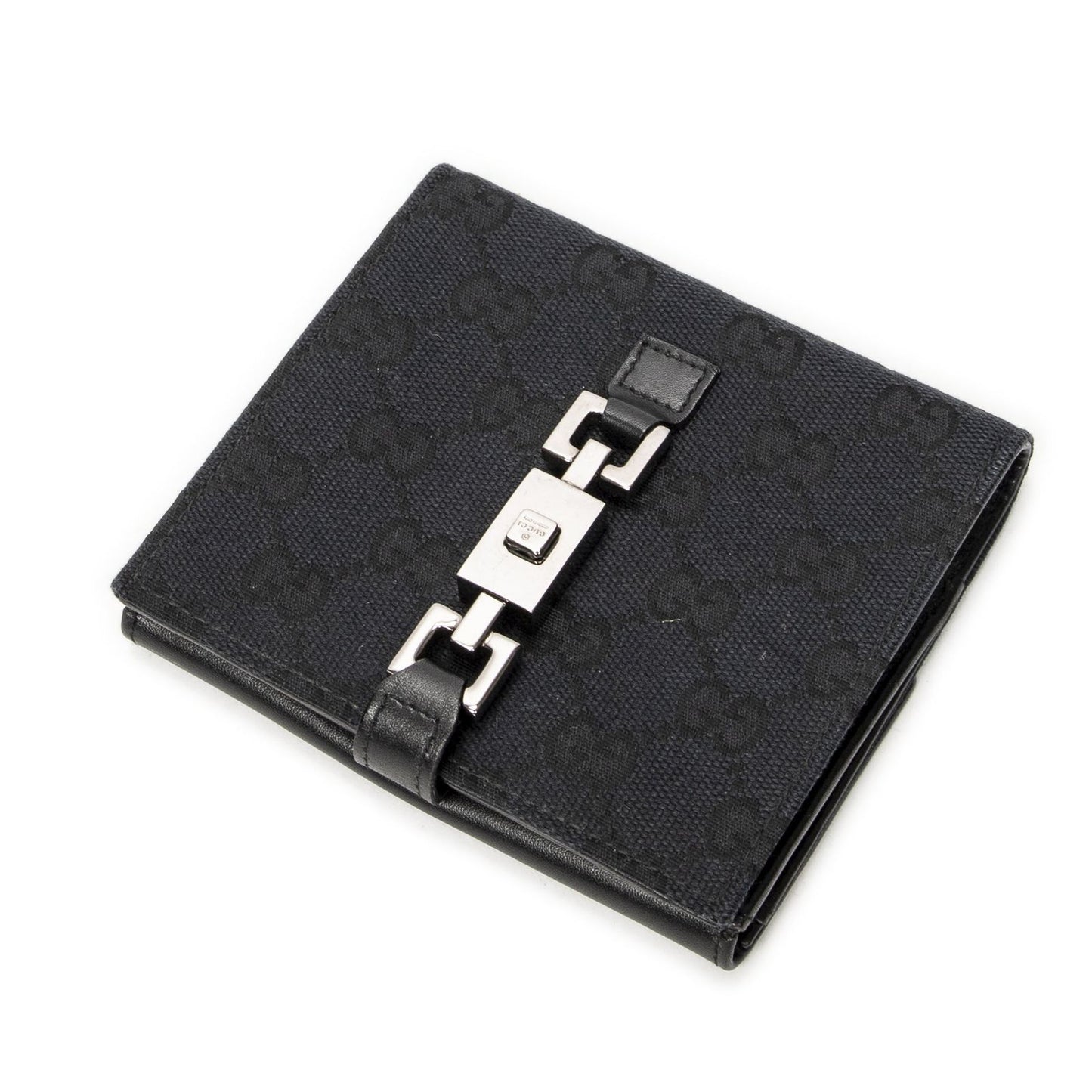 Gucci Jackie Compact Wallet Black GG Canvas