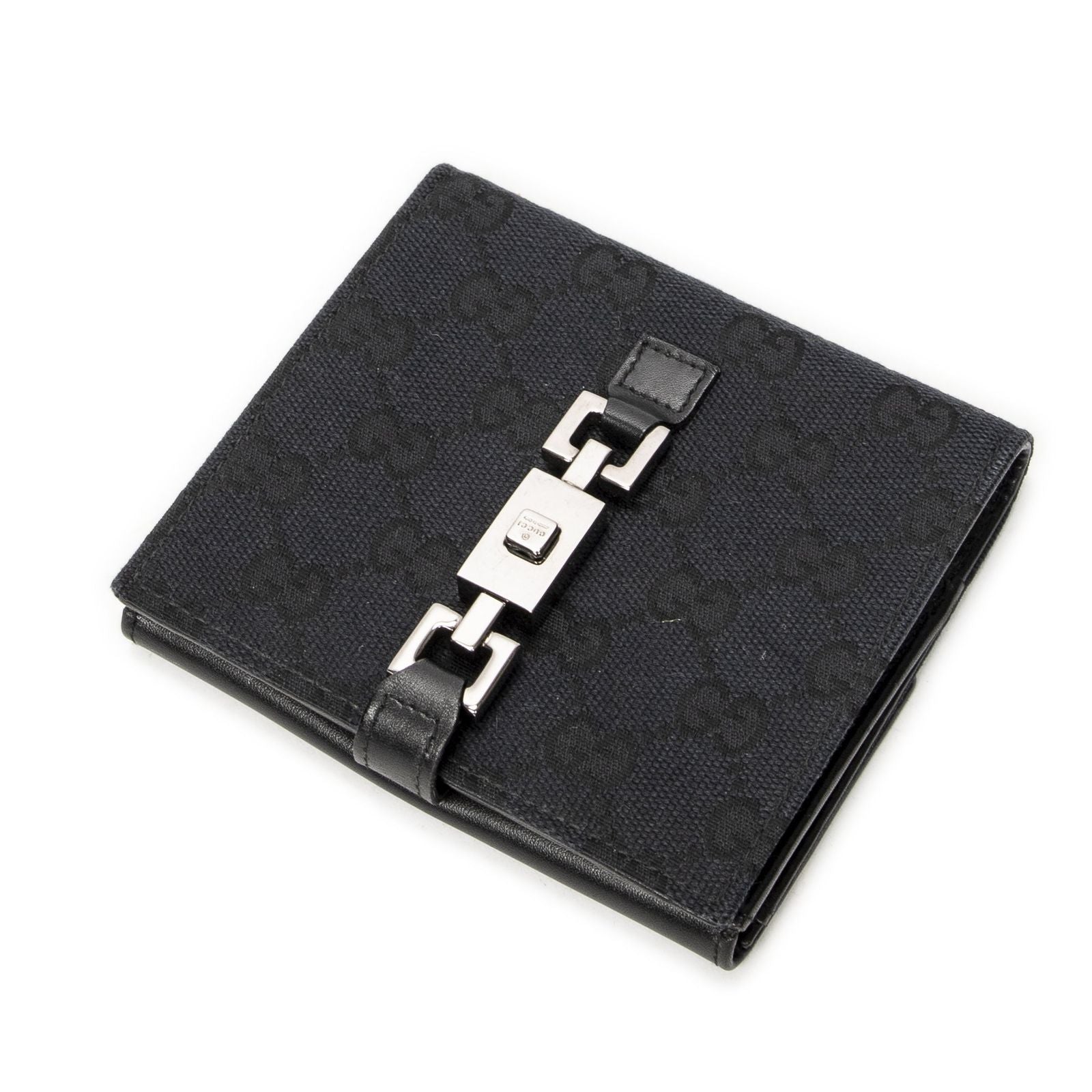Gucci Jackie Compact Wallet Black GG Canvas