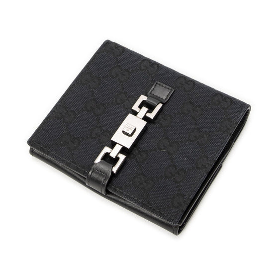 Gucci Jackie Compact Wallet Black GG Canvas
