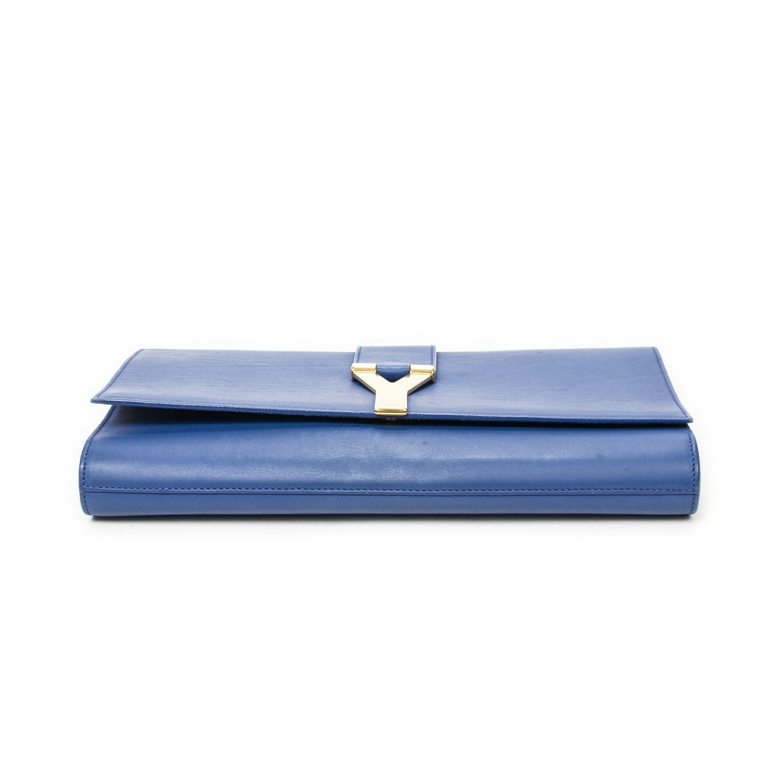 Saint Laurent Yves Line Clutch Blue Calfskin Leather — view 3