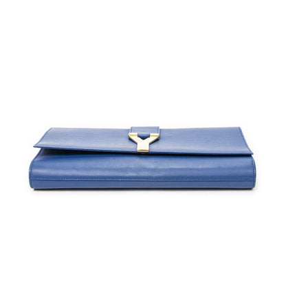 Saint Laurent Yves Line Clutch Blue Calfskin Leather — view 3