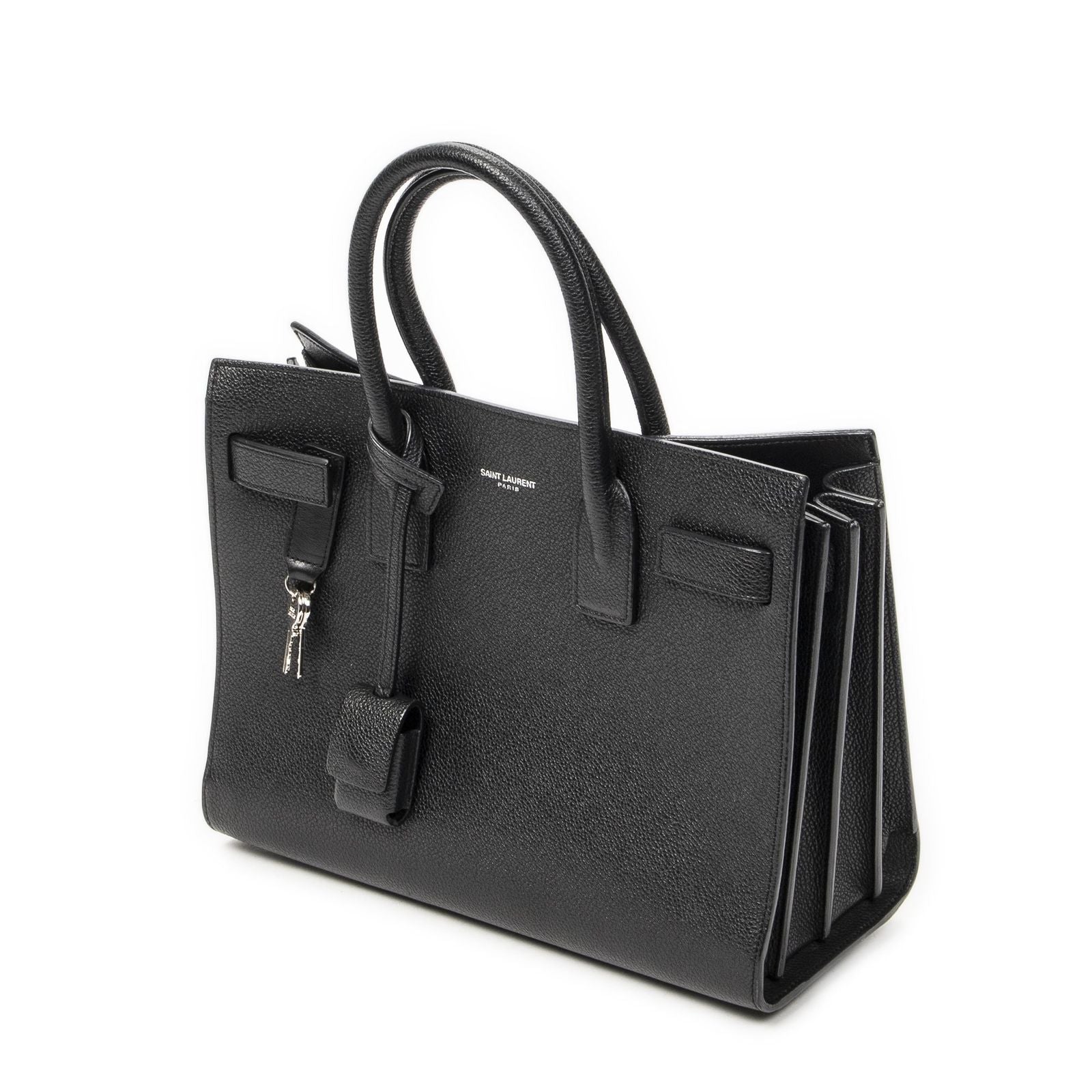 Saint Laurent Yves Baby Sac Black Gray Calfskin Leather Messenger Bag — view 2
