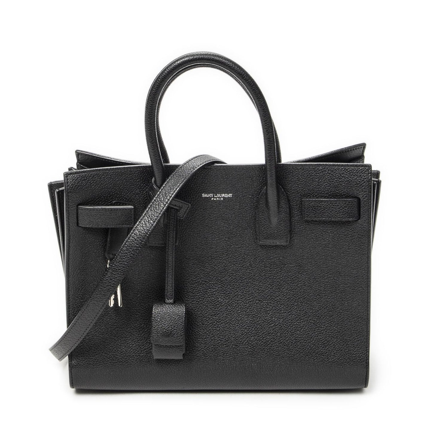 Saint Laurent Yves Baby Sac Black Gray Calfskin Leather Messenger Bag