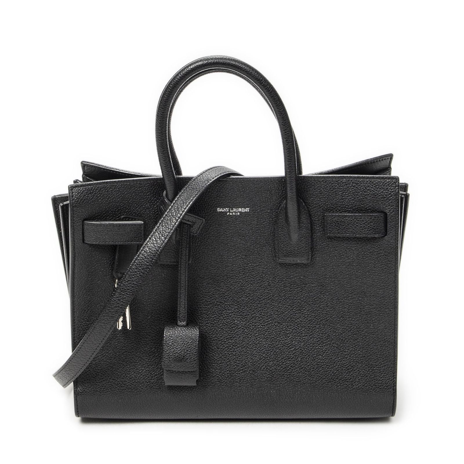Saint Laurent Yves Baby Sac Black Gray Calfskin Leather Messenger Bag