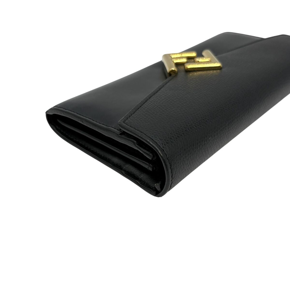 Fendi Wallet FF Diamond Continental Leather Black Gold Folding — view 3