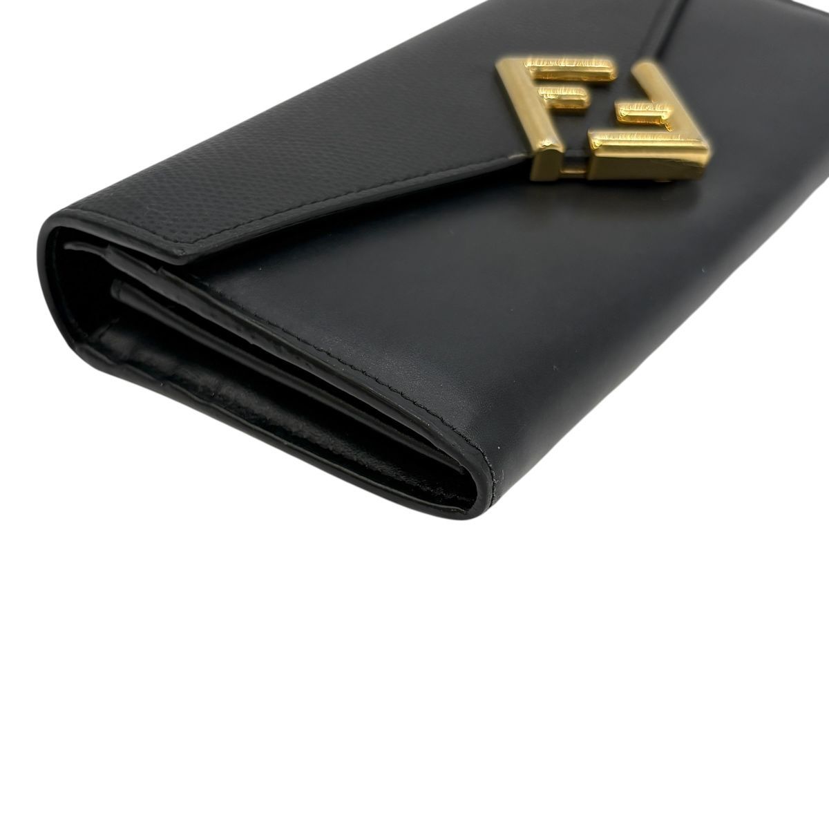 Fendi Wallet FF Diamond Continental Leather Black Gold Folding — view 5