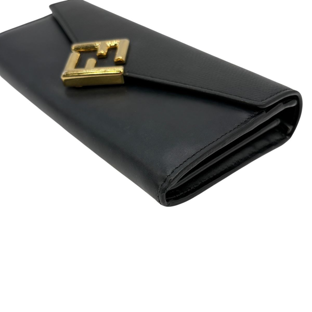 Fendi Wallet FF Diamond Continental Leather Black Gold Folding — view 6