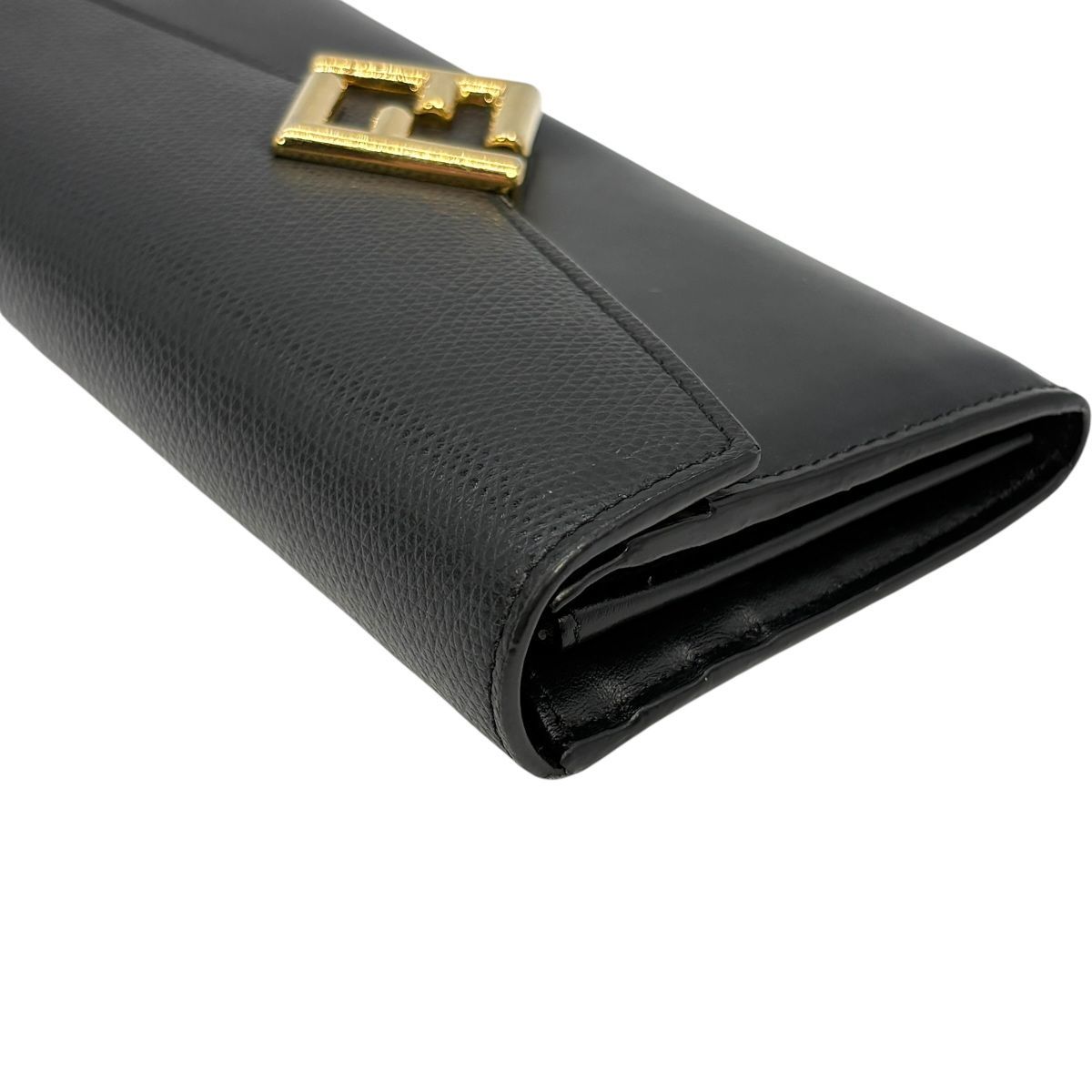 Fendi Wallet FF Diamond Continental Leather Black Gold Folding — view 4
