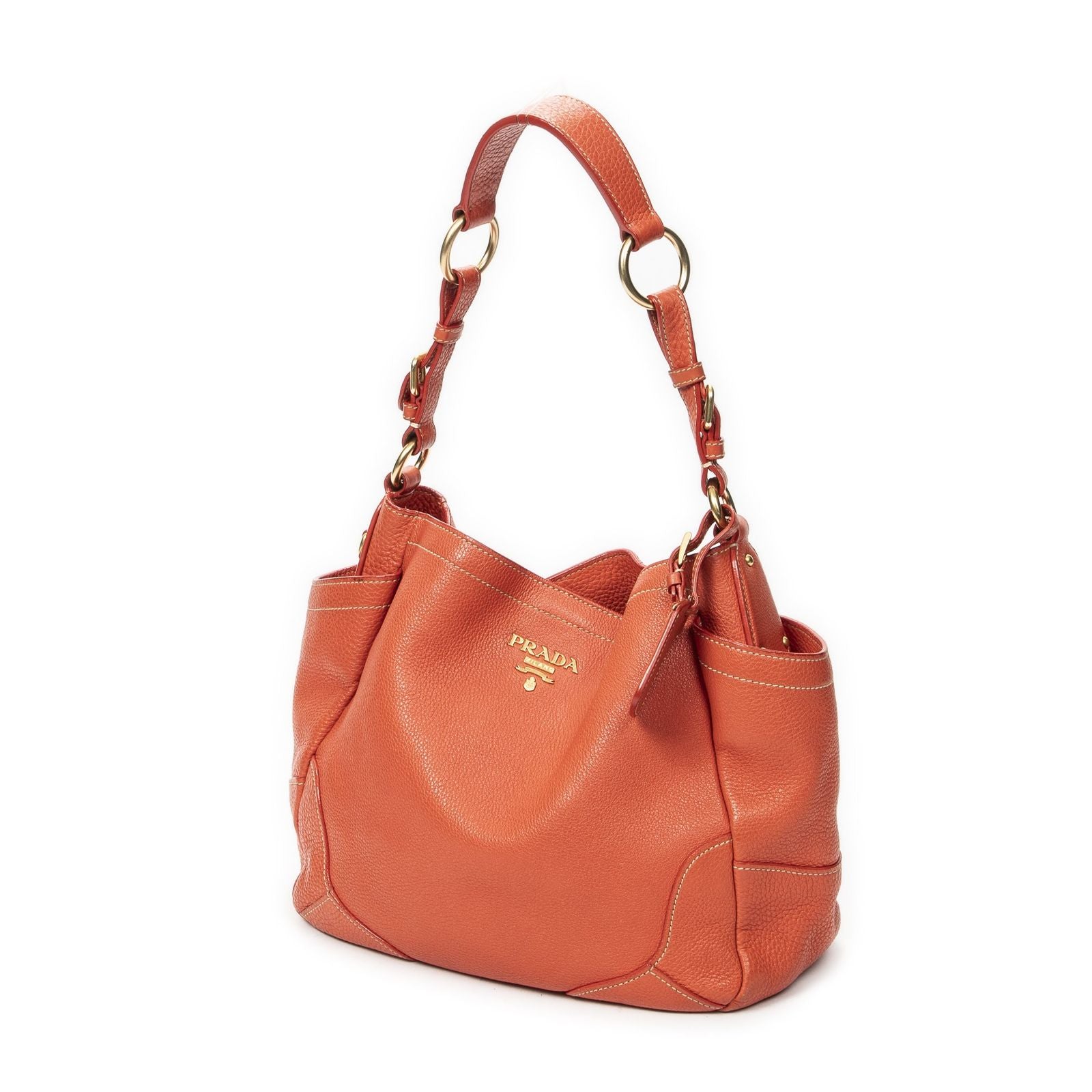 Prada Side Pocket Ring Orange Vitello Daino — view 2