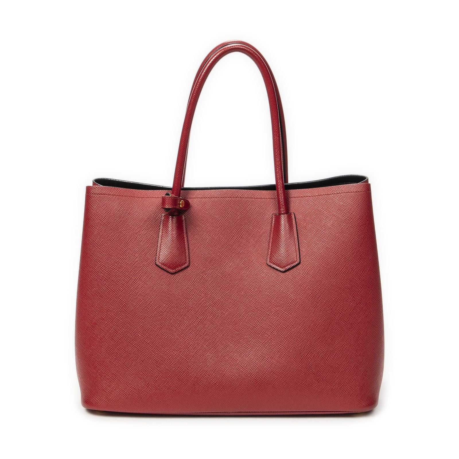Prada Cuir Double Handle Tote Red Saffiano Leather — view 5