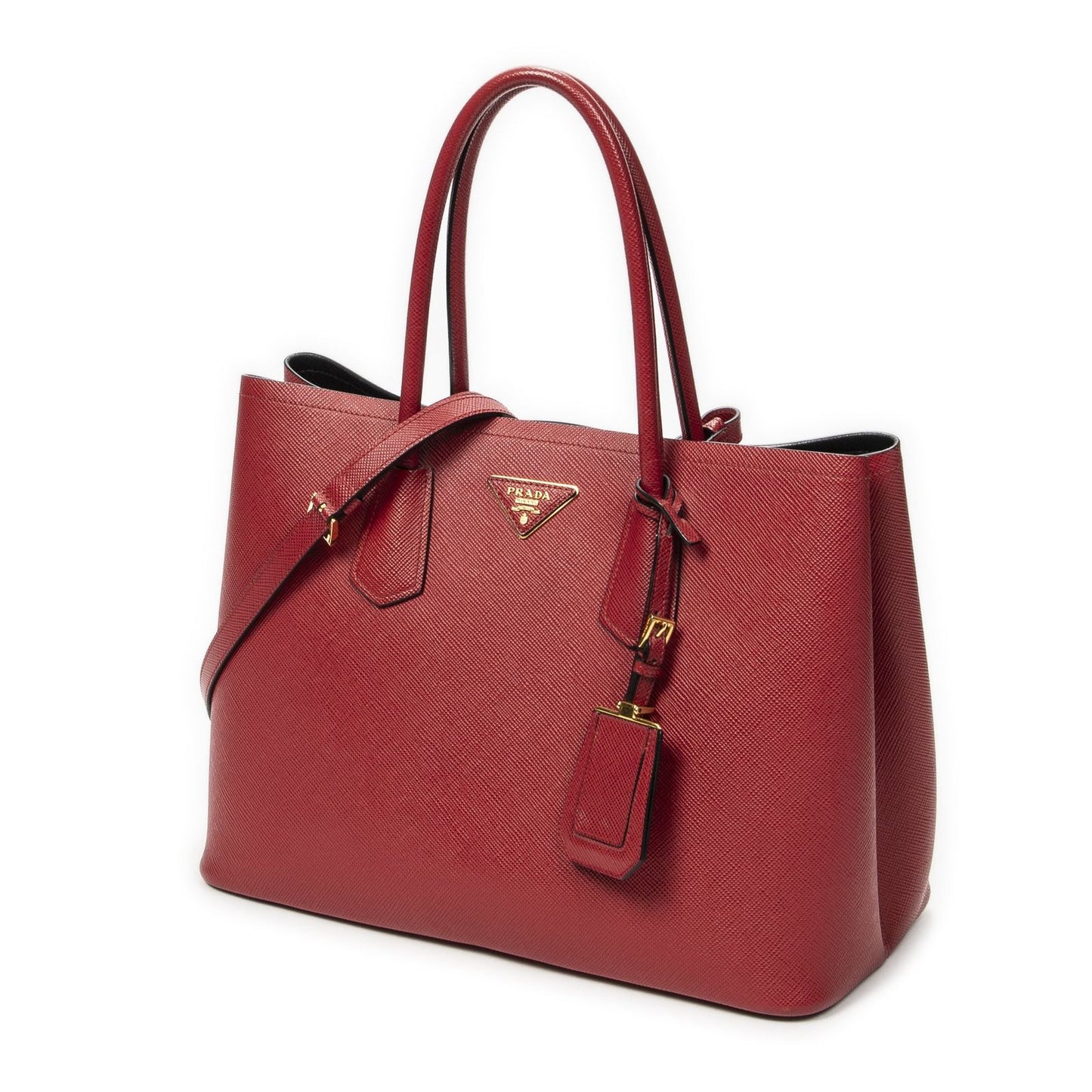 Prada Cuir Double Handle Tote Red Saffiano Leather — view 2