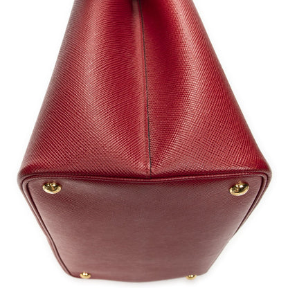 Prada Cuir Double Handle Tote Red Saffiano Leather — view 8