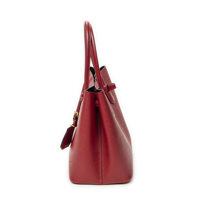 Prada Cuir Double Handle Tote Red Saffiano Leather — view 3