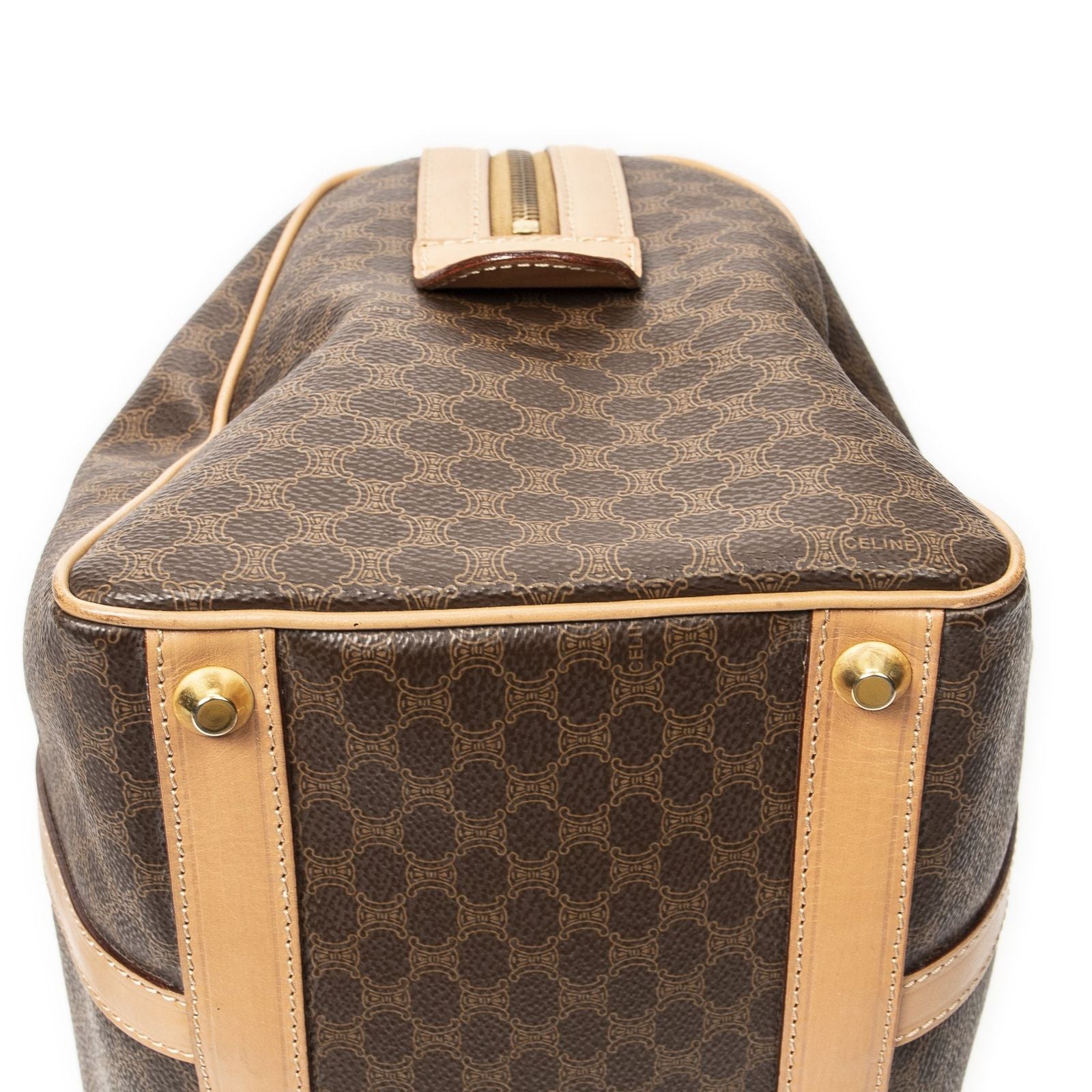 Celine Midi Amboston Brown Beige Macadam Canvas Shoulder Bag — view 7
