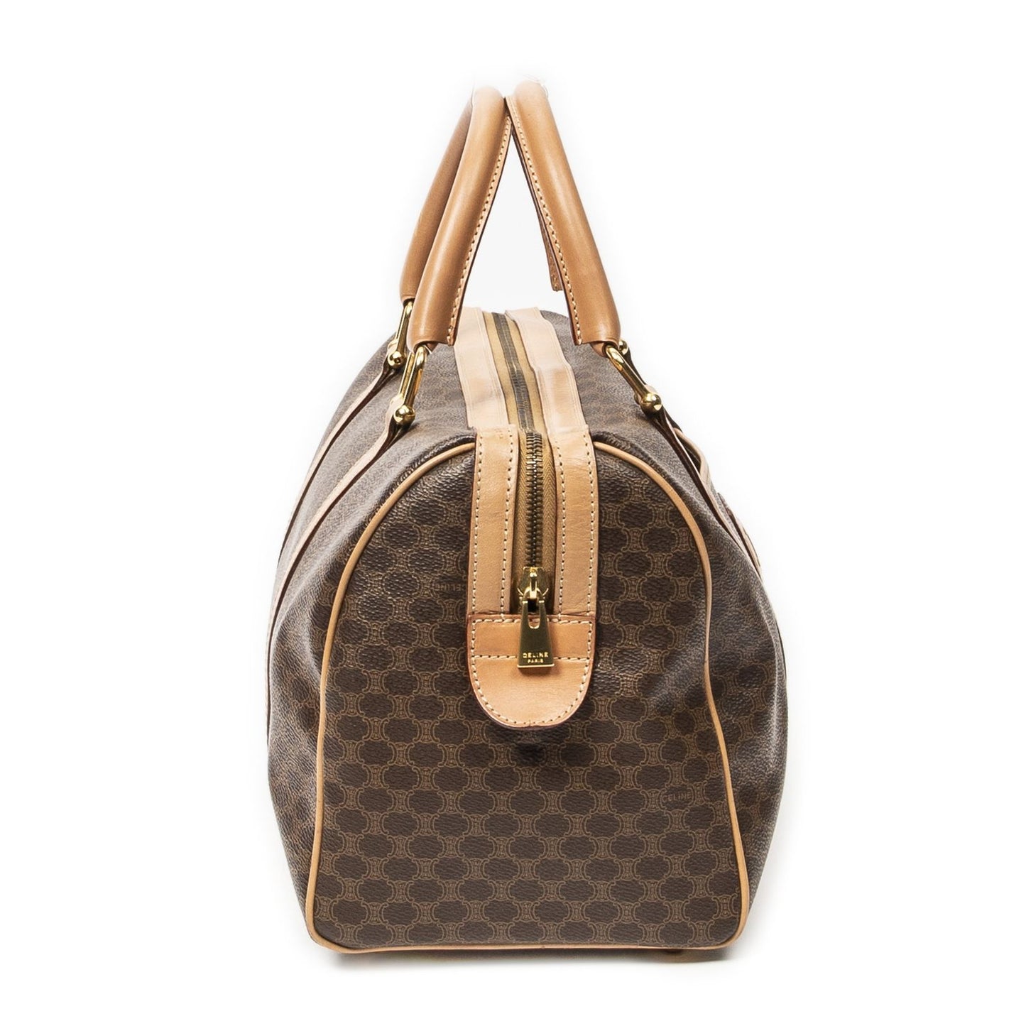 Celine Midi Amboston Brown Beige Macadam Canvas Shoulder Bag — view 4