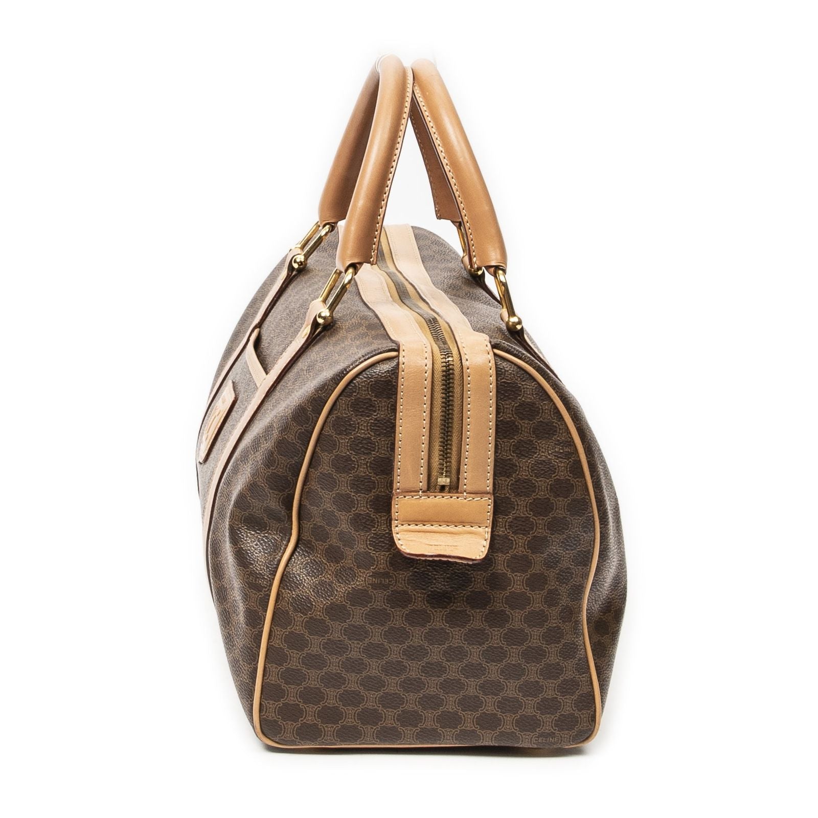 Celine Midi Amboston Brown Beige Macadam Canvas Shoulder Bag — view 3