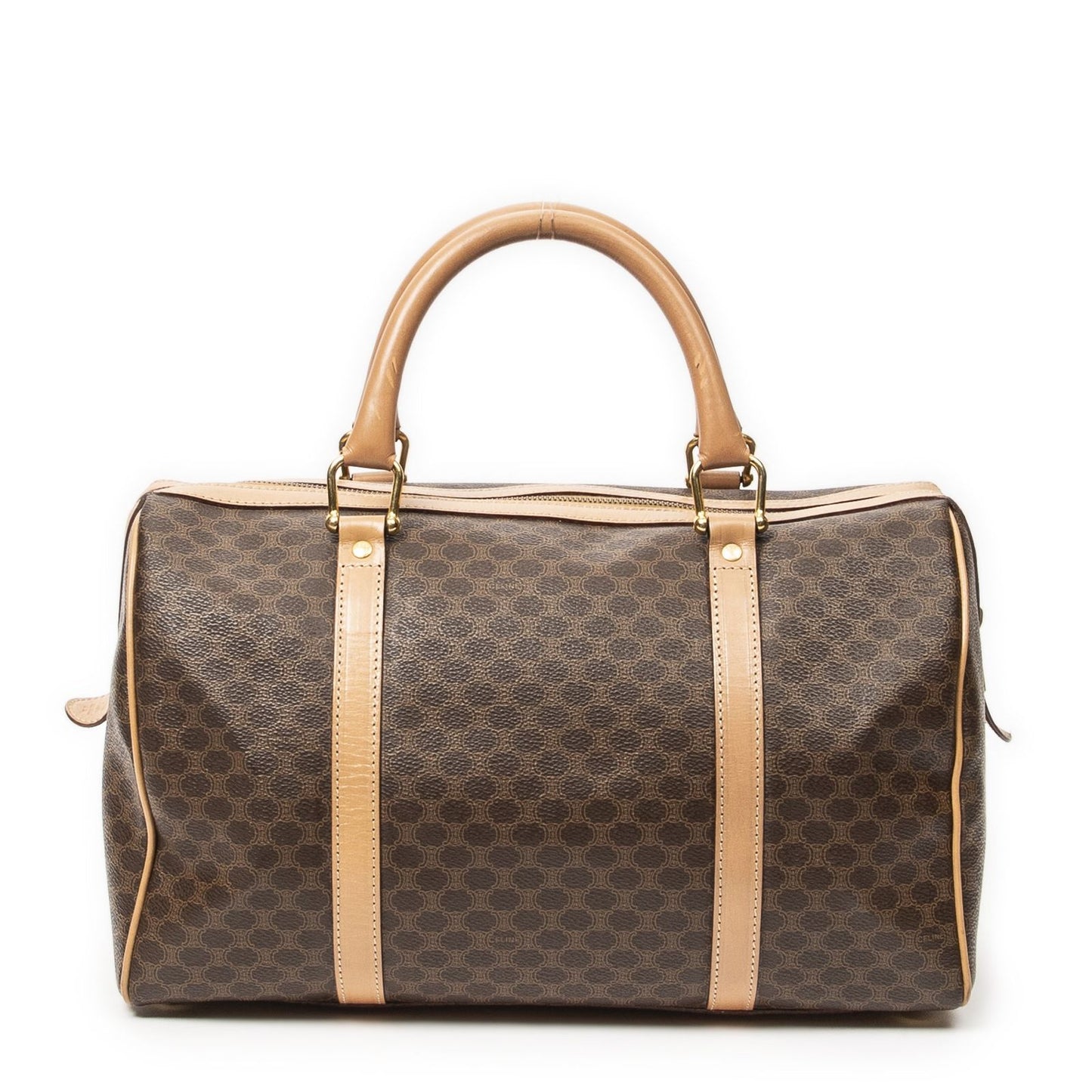 Celine Midi Amboston Brown Beige Macadam Canvas Shoulder Bag — view 5