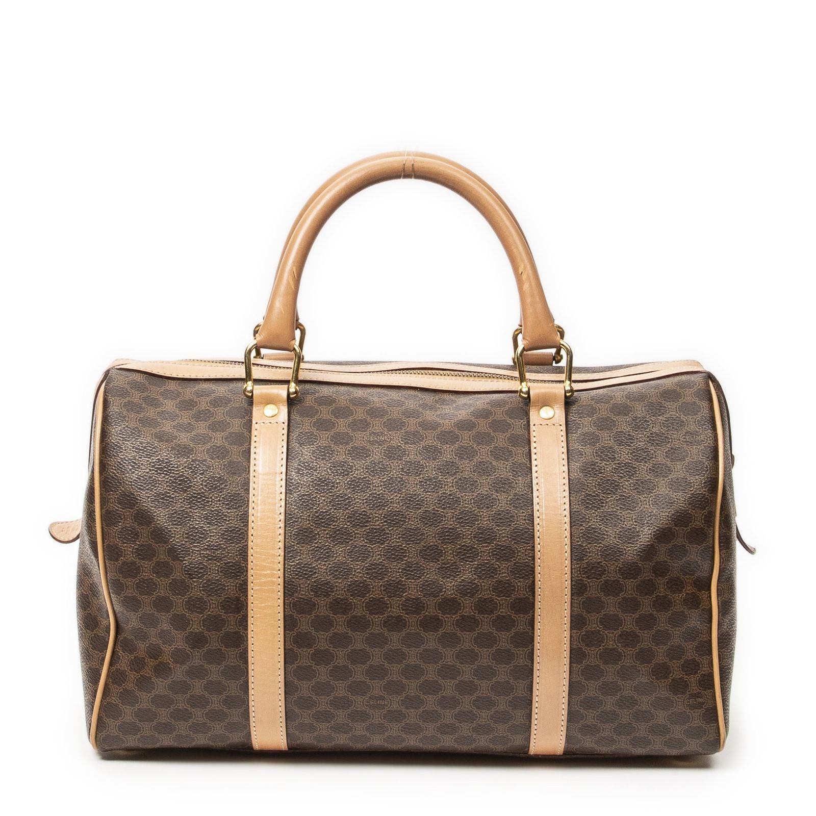 Celine Midi Amboston Brown Beige Macadam Canvas Shoulder Bag — view 5