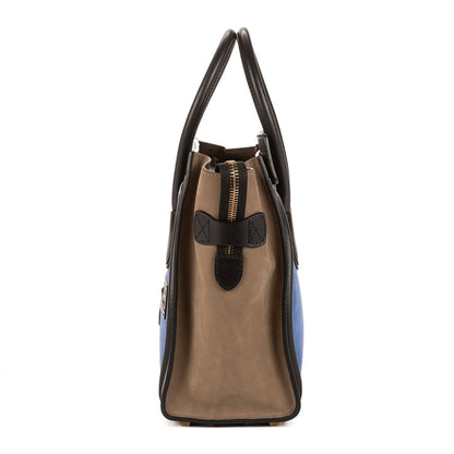 Celine Micro Luggage Tricolor Black Blue Calfskin Leather — view 3