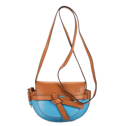 Loewe Gate Dual Brown Blue Calfskin Leather Messenger Bag