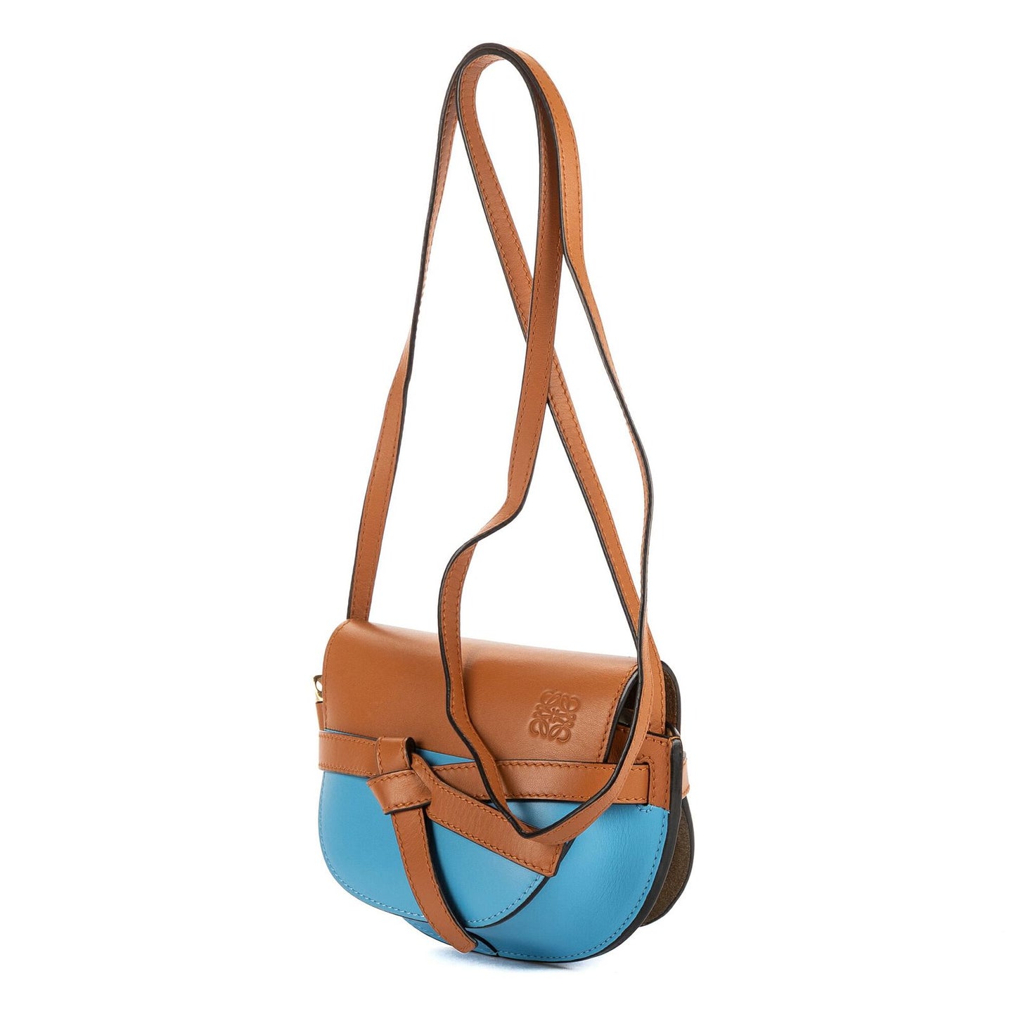 Loewe Gate Dual Brown Blue Calfskin Leather Messenger Bag — view 2