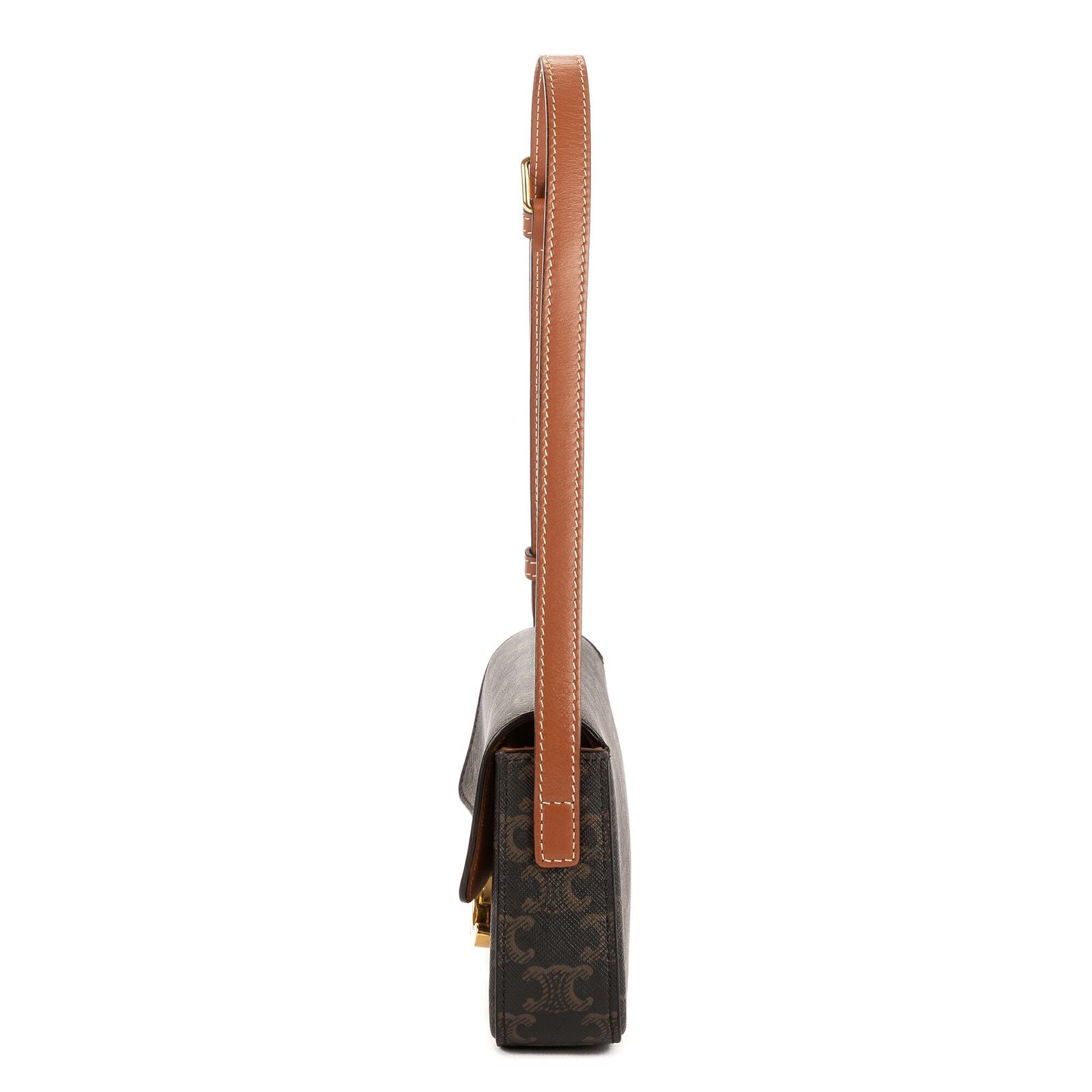 Celine Classic Claude Triomphe Brown Striped Canvas Messenger Bag — view 3