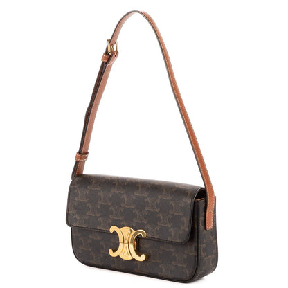 Celine Classic Claude Triomphe Brown Striped Canvas Messenger Bag — view 2