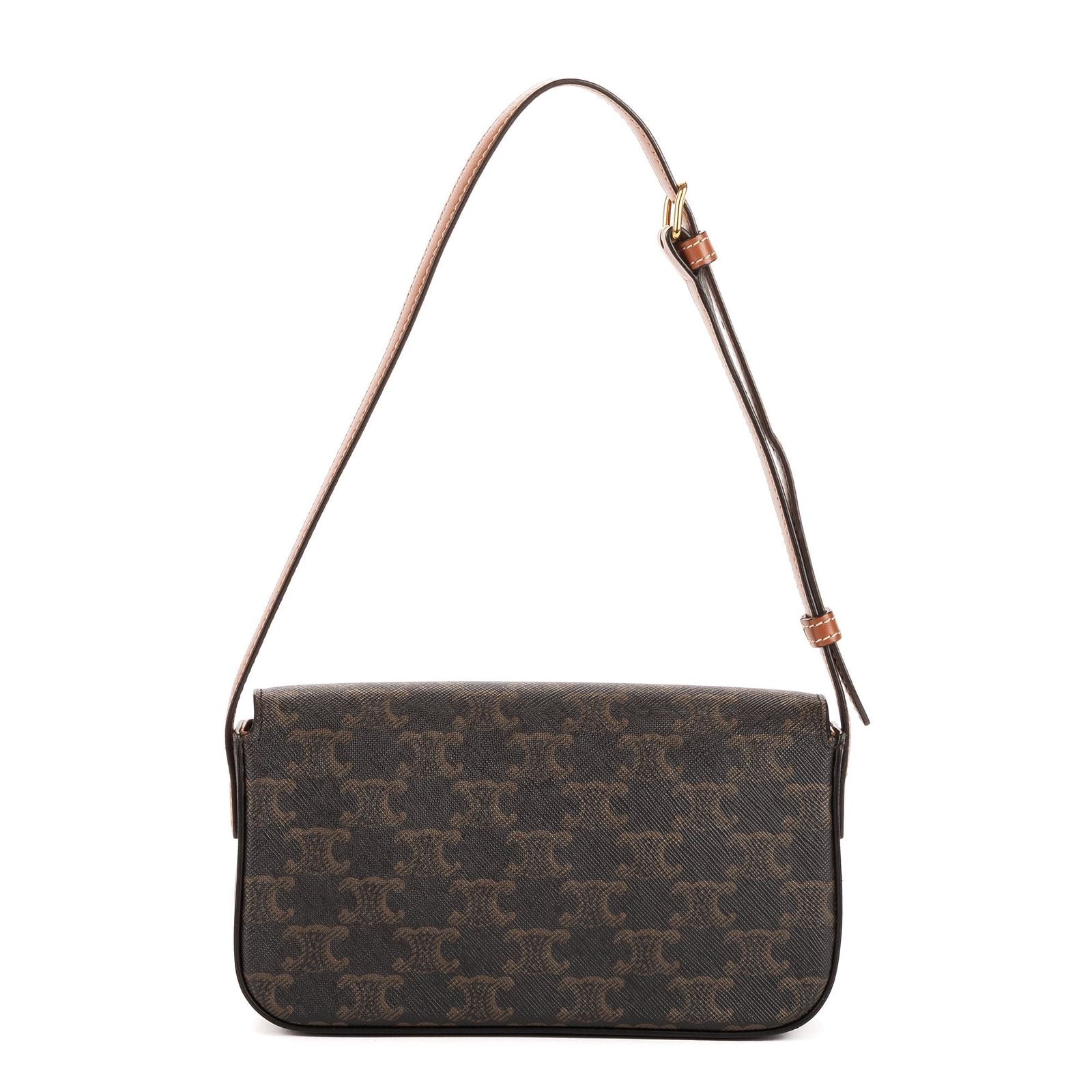 Celine Classic Claude Triomphe Brown Striped Canvas Messenger Bag — view 5