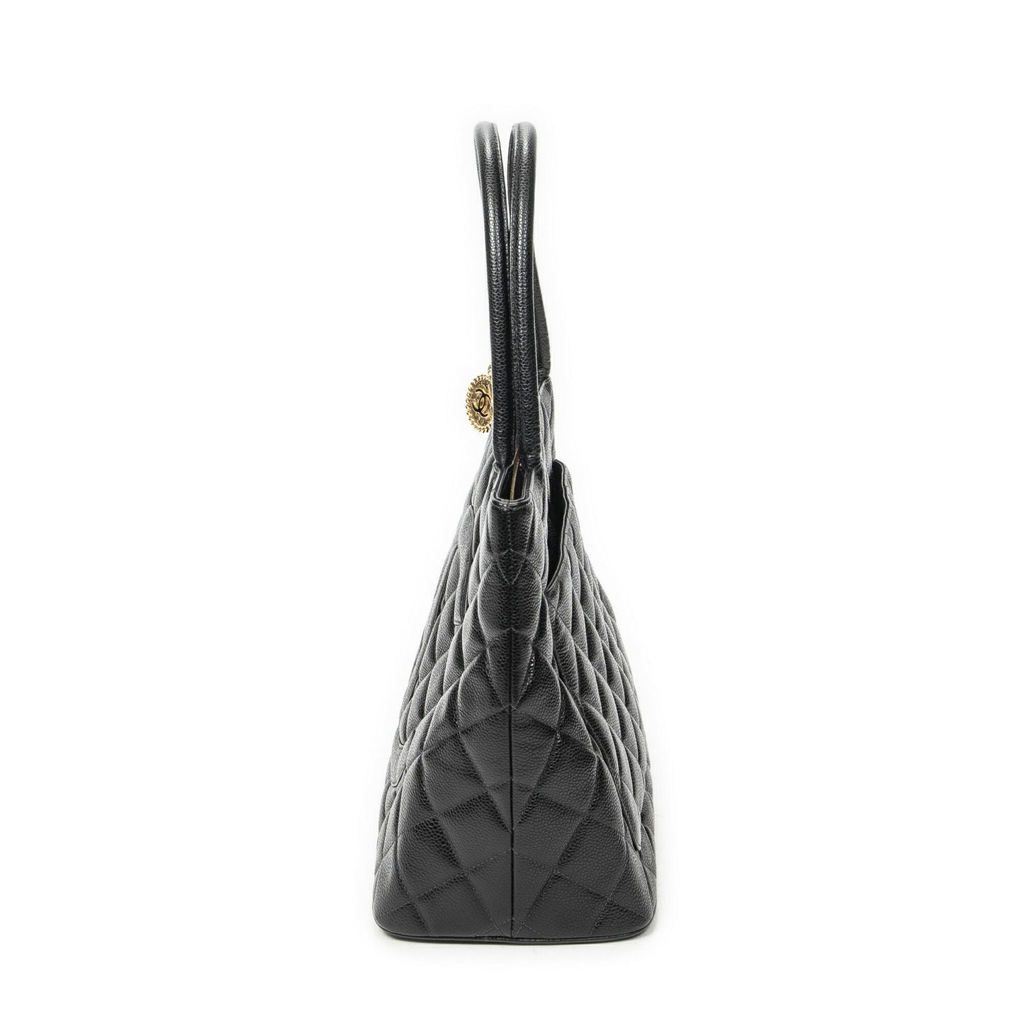 Chanel Timeless Medallion Tote Black Quilted Caviar Leather — view 3