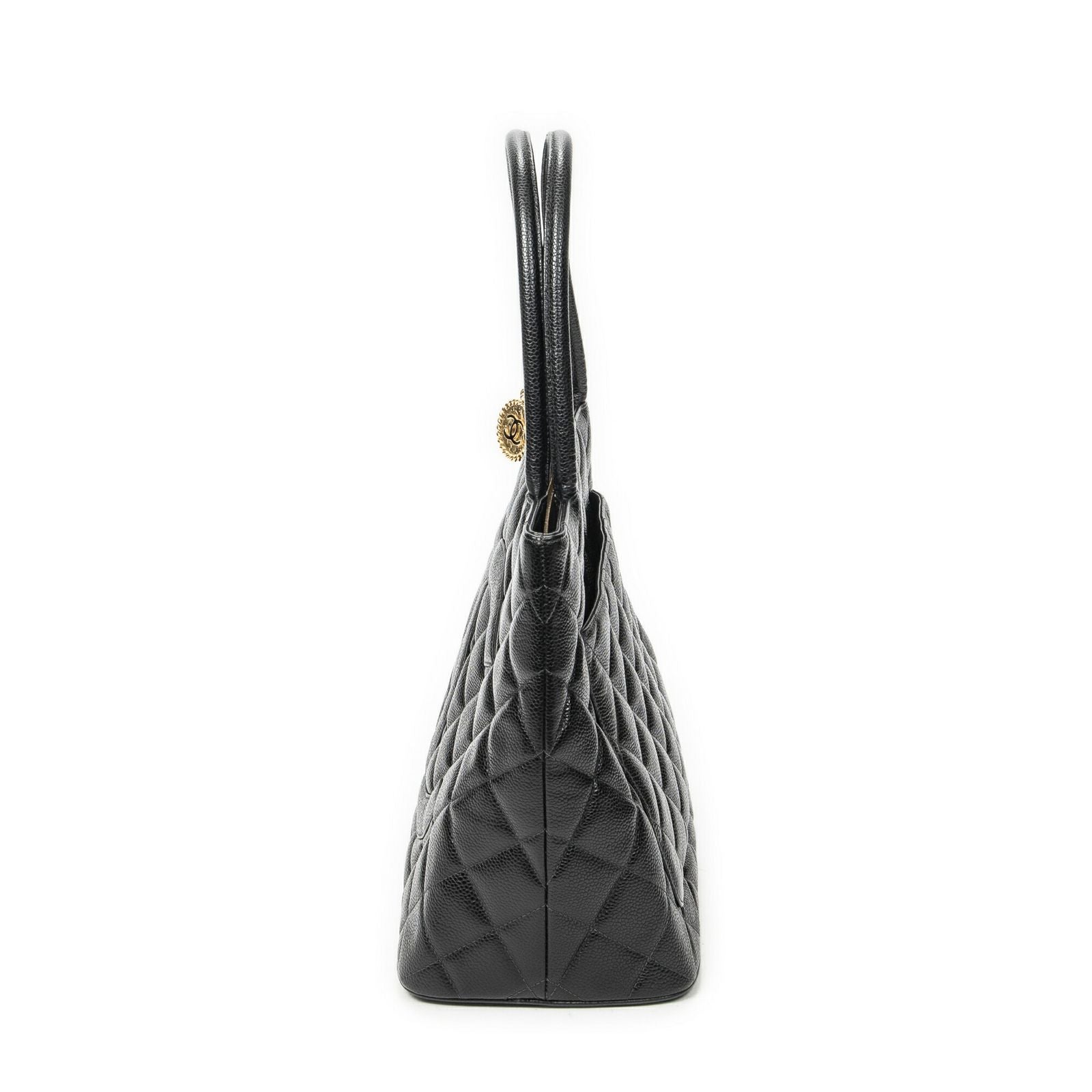 Chanel Timeless Medallion Tote Black Quilted Caviar Leather — view 3