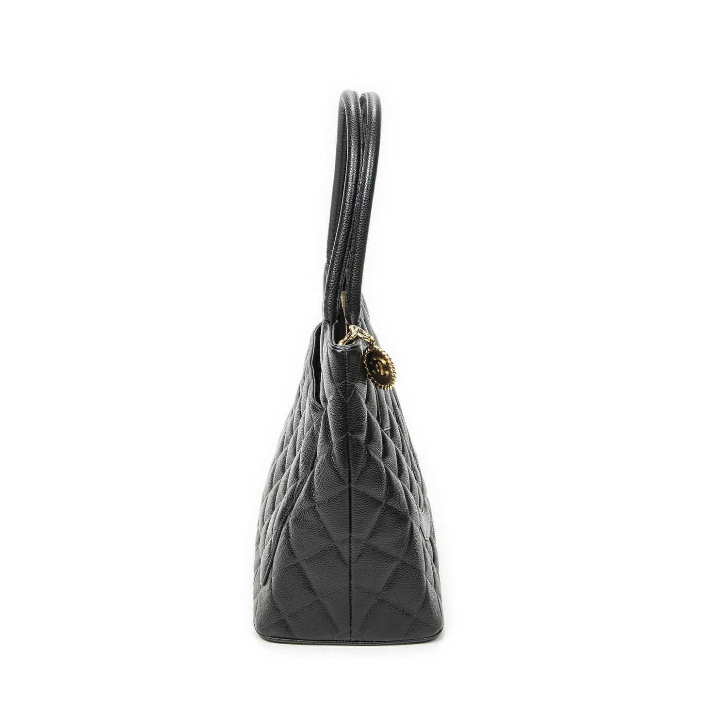 Chanel Timeless Medallion Tote Black Quilted Caviar Leather — view 4
