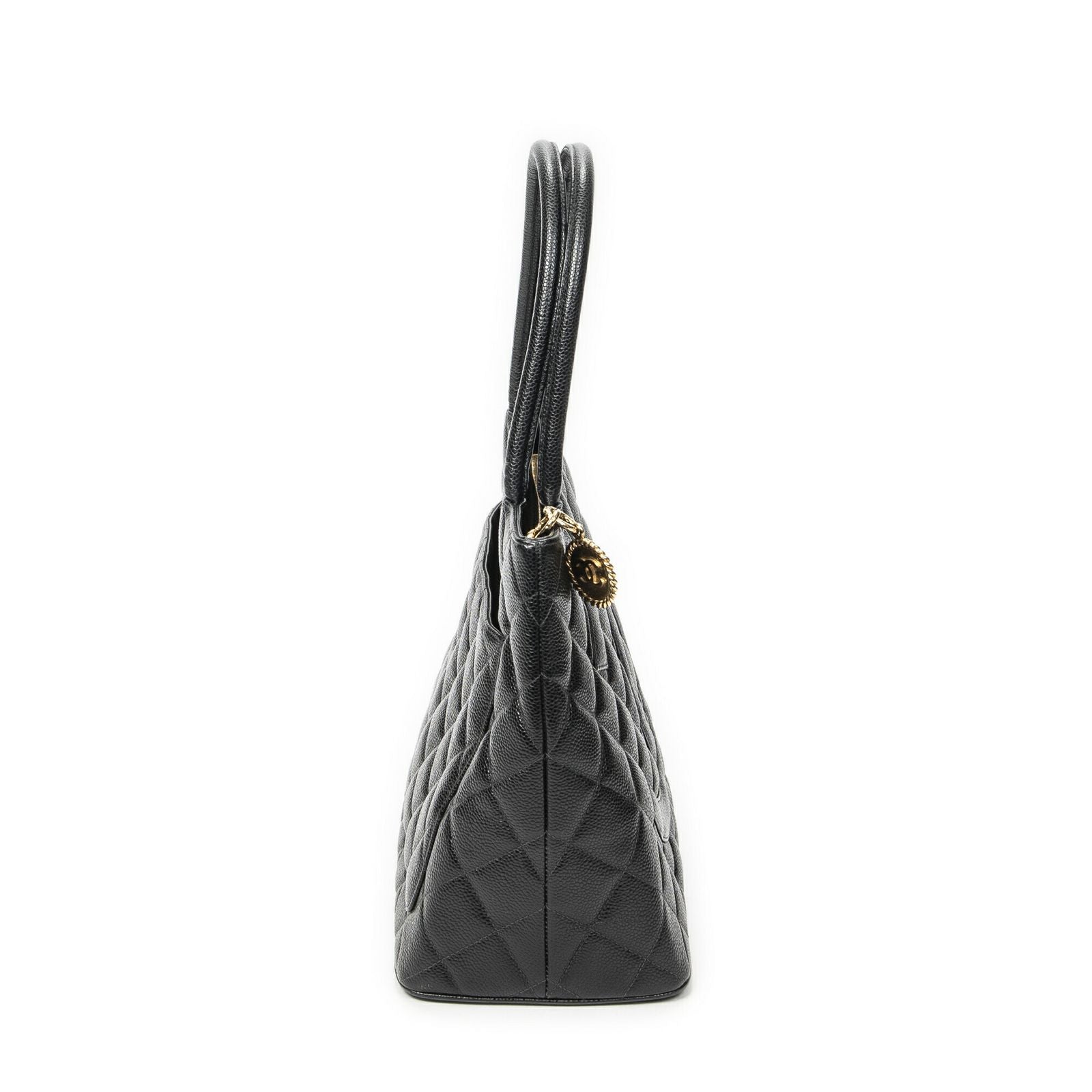 Chanel Timeless Medallion Tote Black Quilted Caviar Leather — view 4