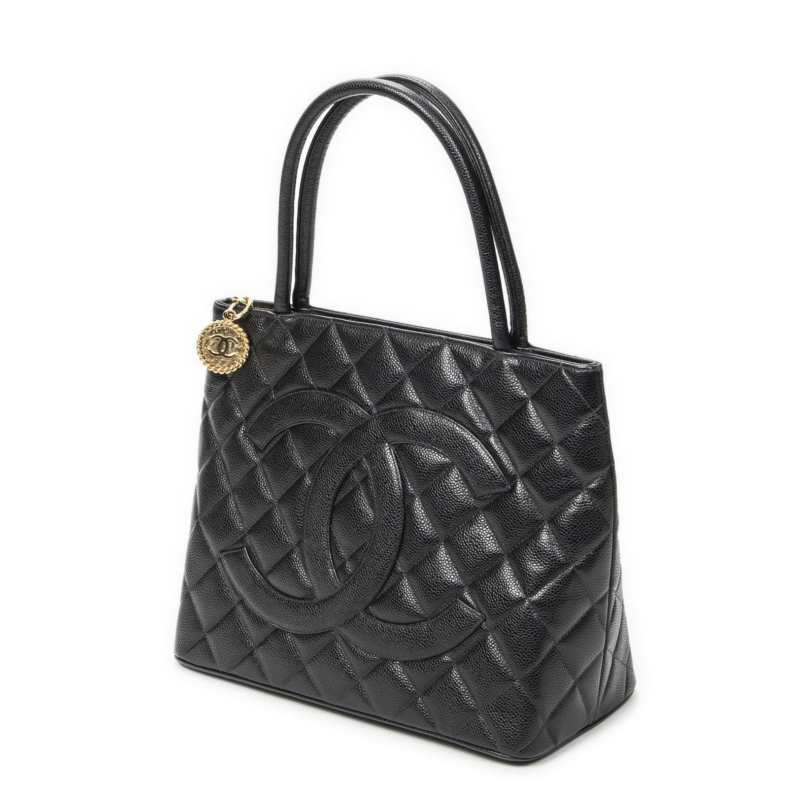 Chanel Timeless Medallion Tote Black Quilted Caviar Leather — view 2