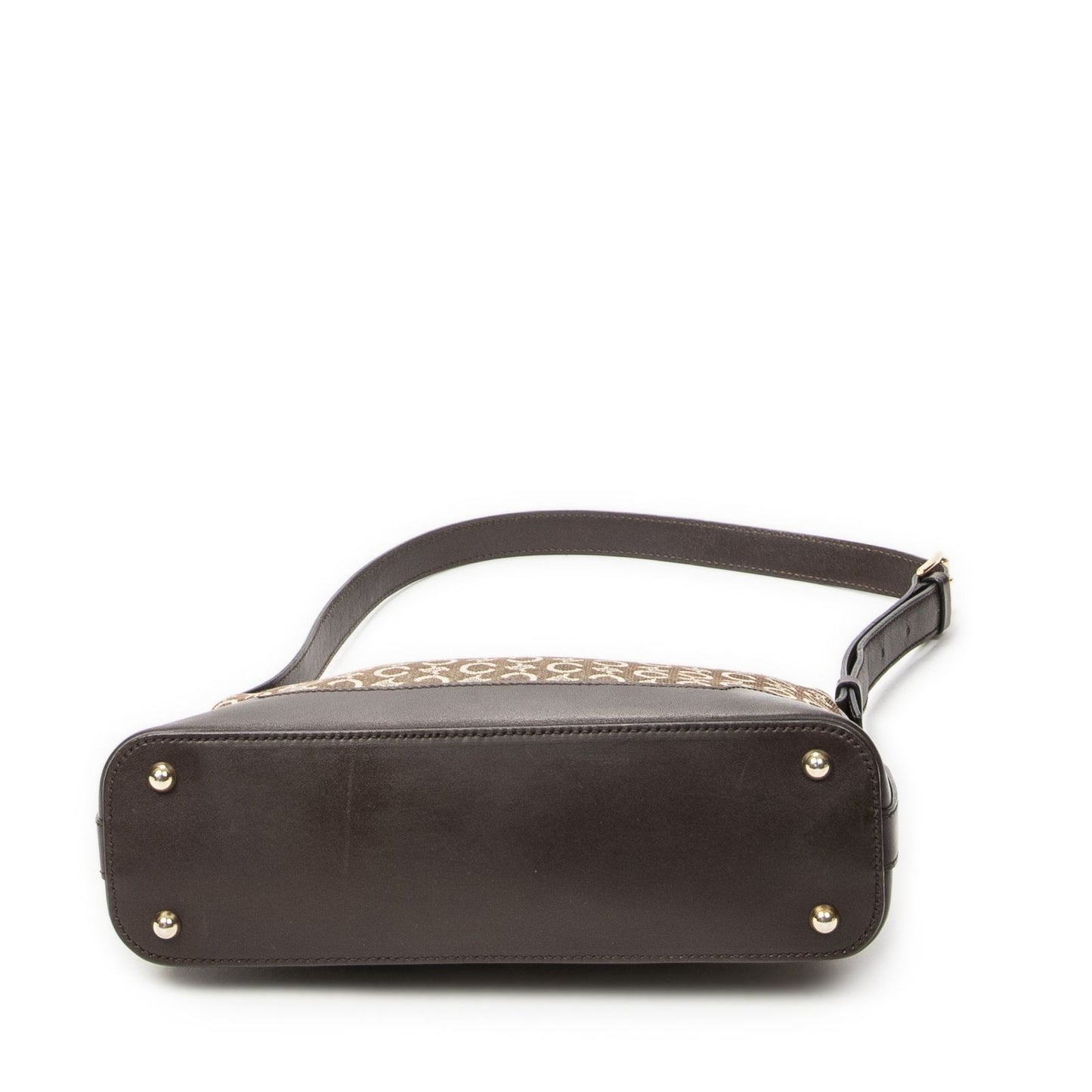 Celine Small Shoulder Bag Beige Dark Brown Macadam Canvas — view 6