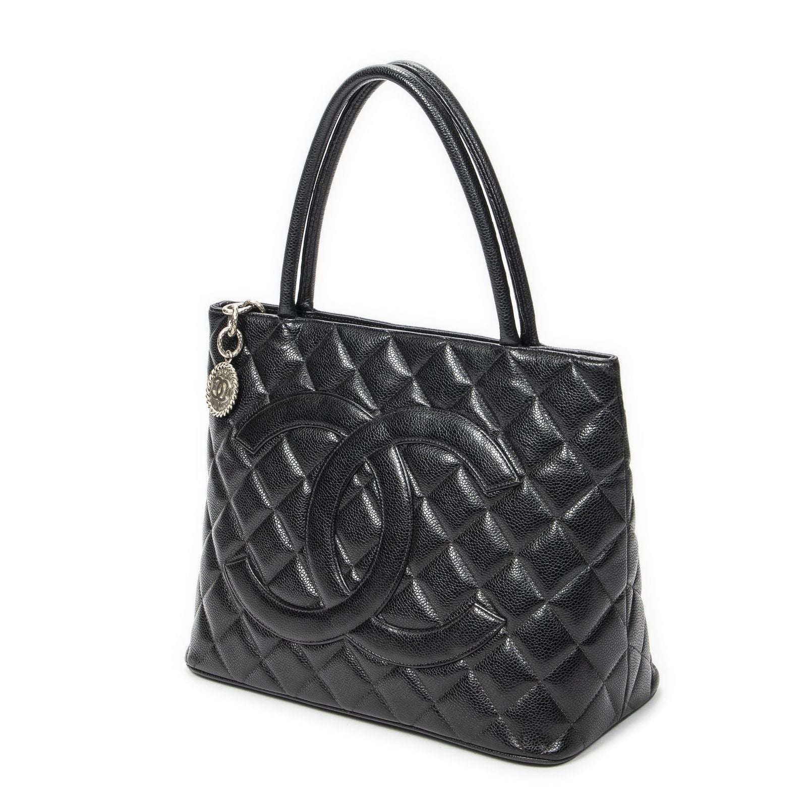 Chanel Timeless Medallion Tote Black Quilted Caviar Leather — view 2