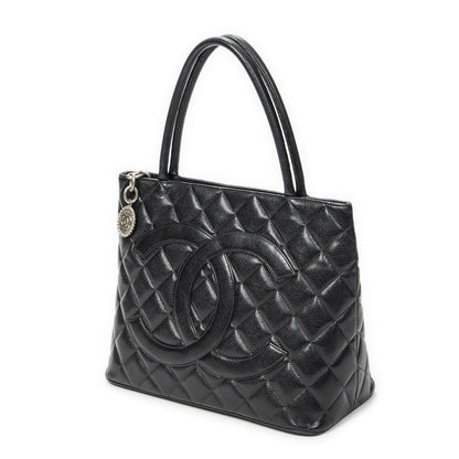 Chanel Timeless Medallion Tote Black Quilted Caviar Leather — view 2