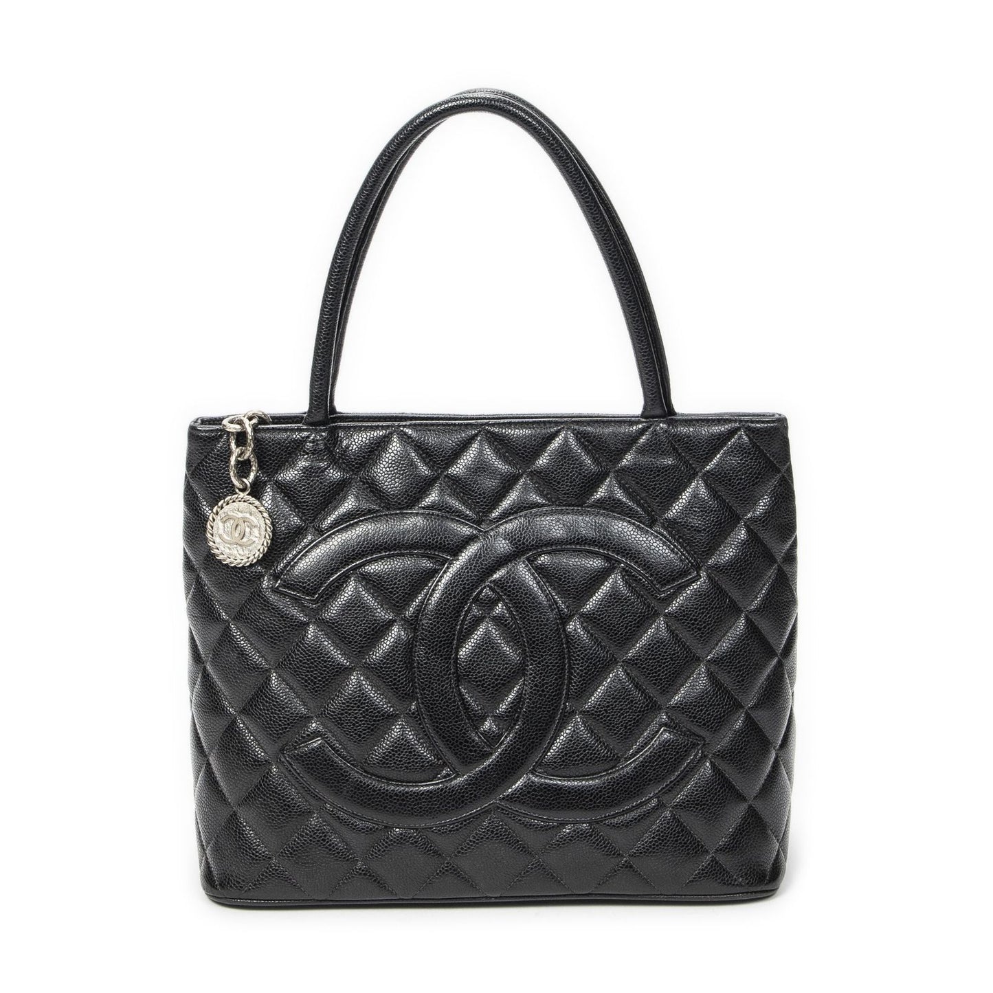 Chanel Timeless Medallion Tote Black Quilted Caviar Leather