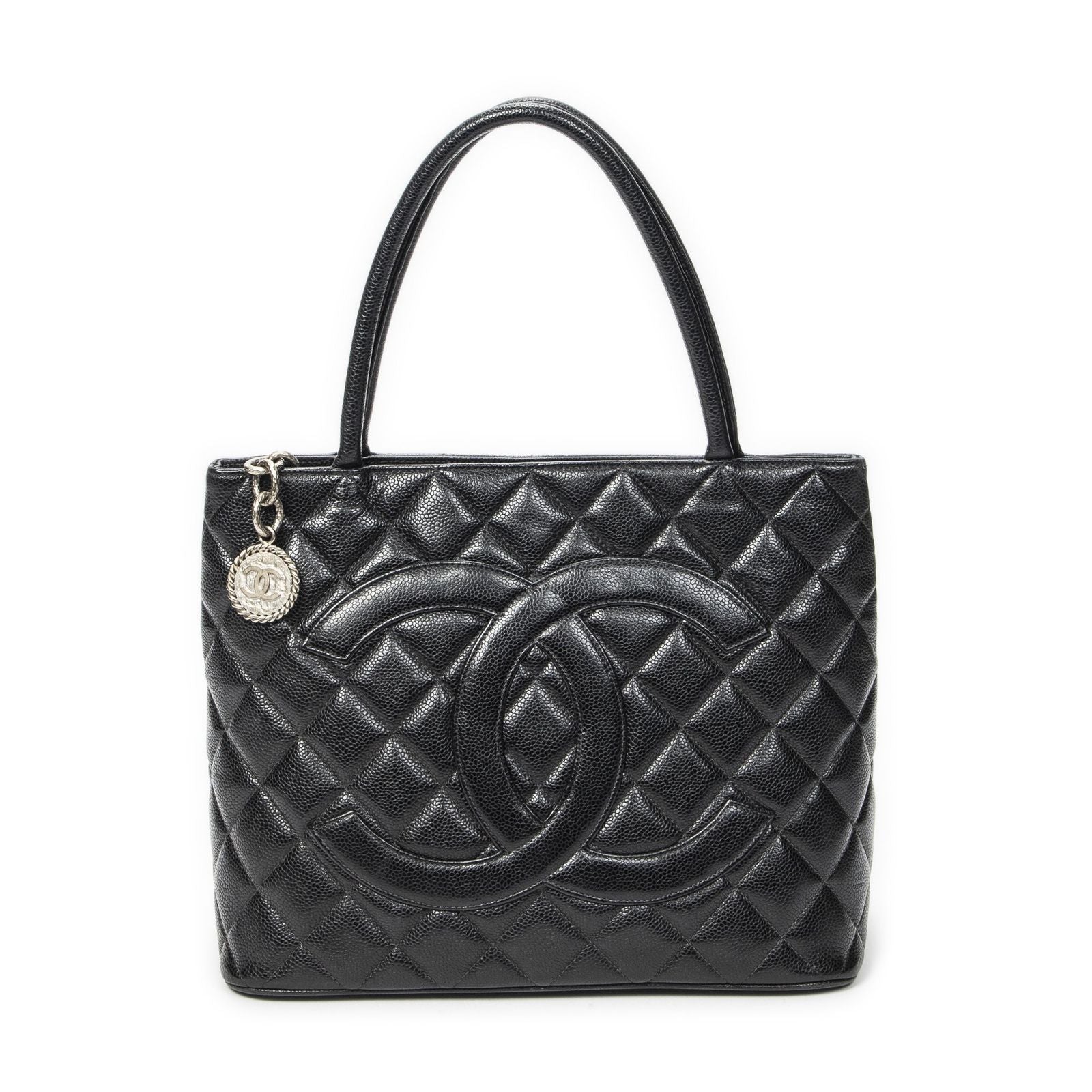 Chanel Timeless Medallion Tote Black Quilted Caviar Leather