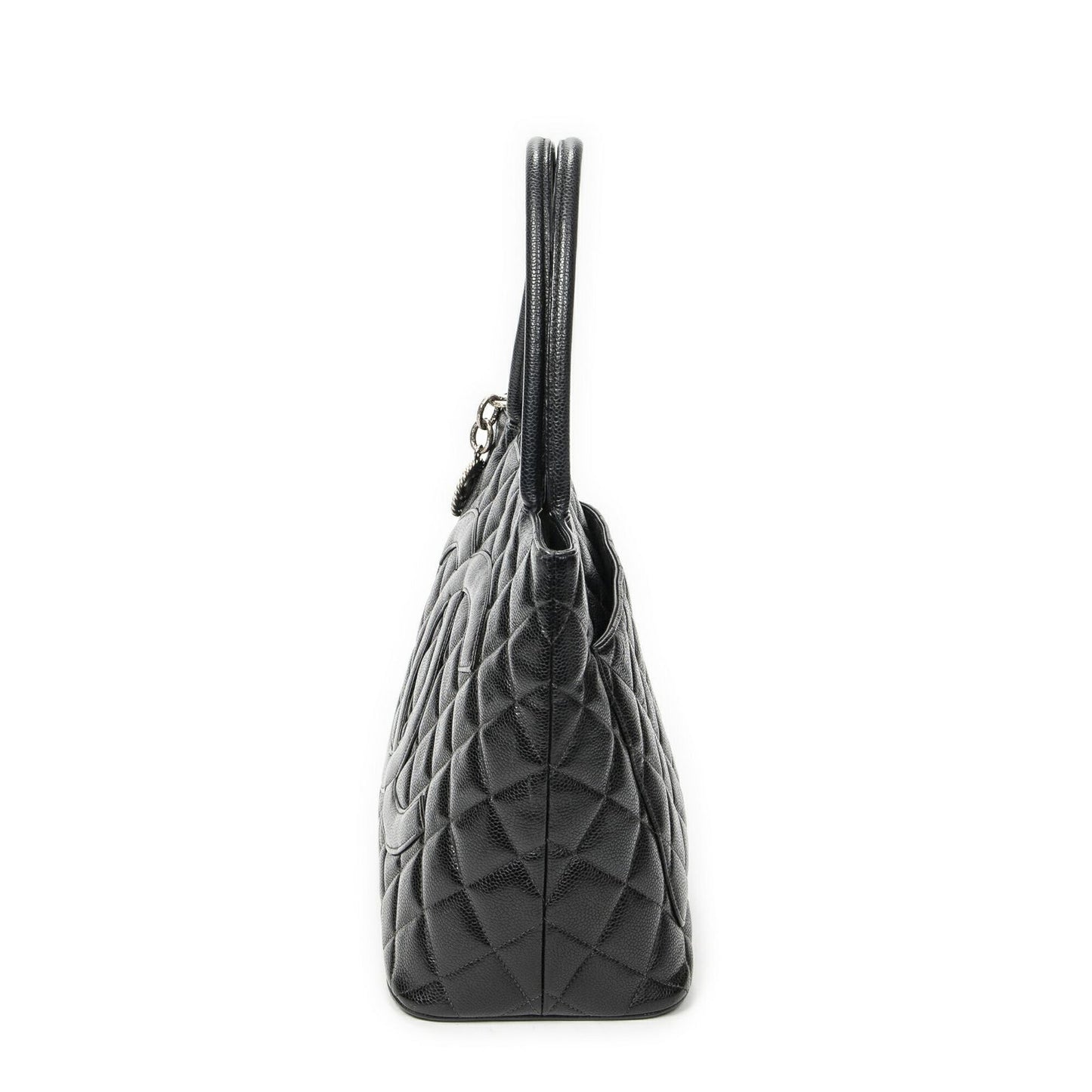 Chanel Timeless Medallion Tote Black Quilted Caviar Leather — view 3