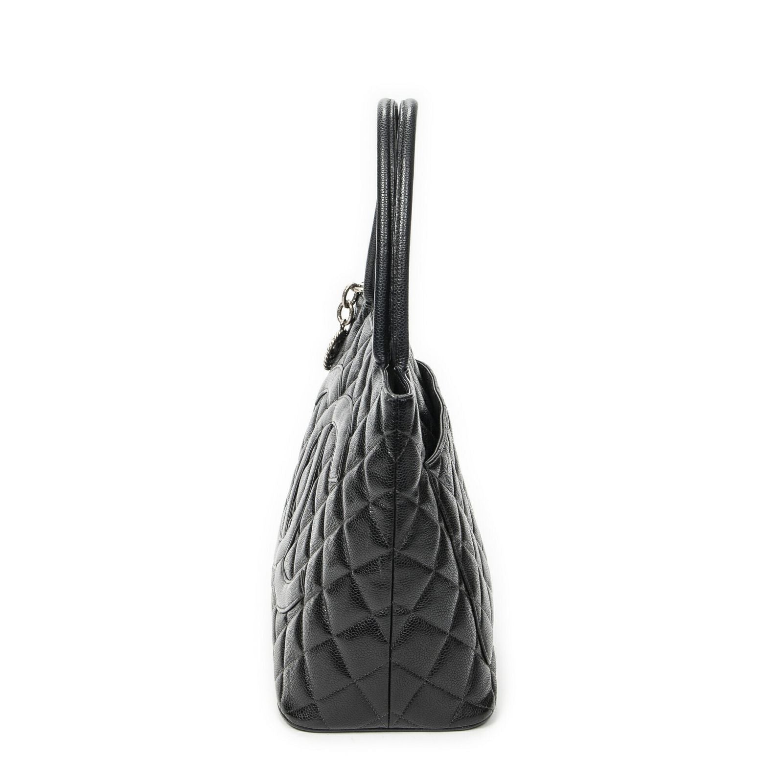 Chanel Timeless Medallion Tote Black Quilted Caviar Leather — view 3