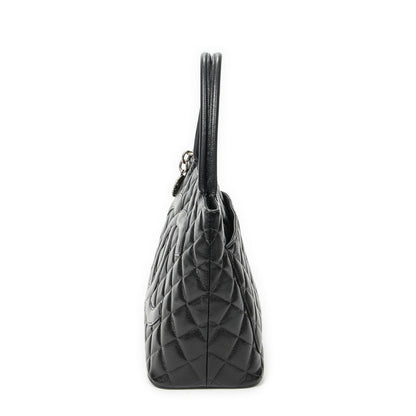 Chanel Timeless Medallion Tote Black Quilted Caviar Leather — view 3