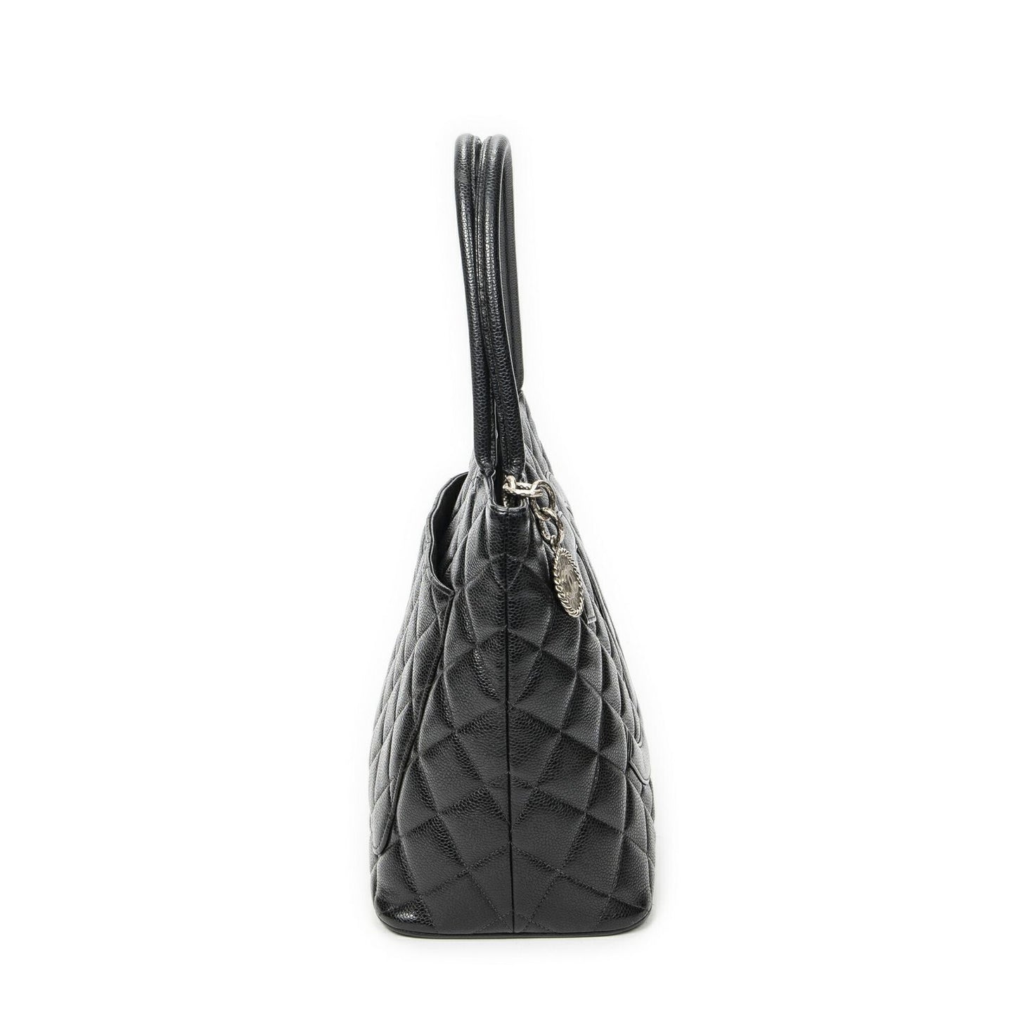 Chanel Timeless Medallion Tote Black Quilted Caviar Leather — view 4