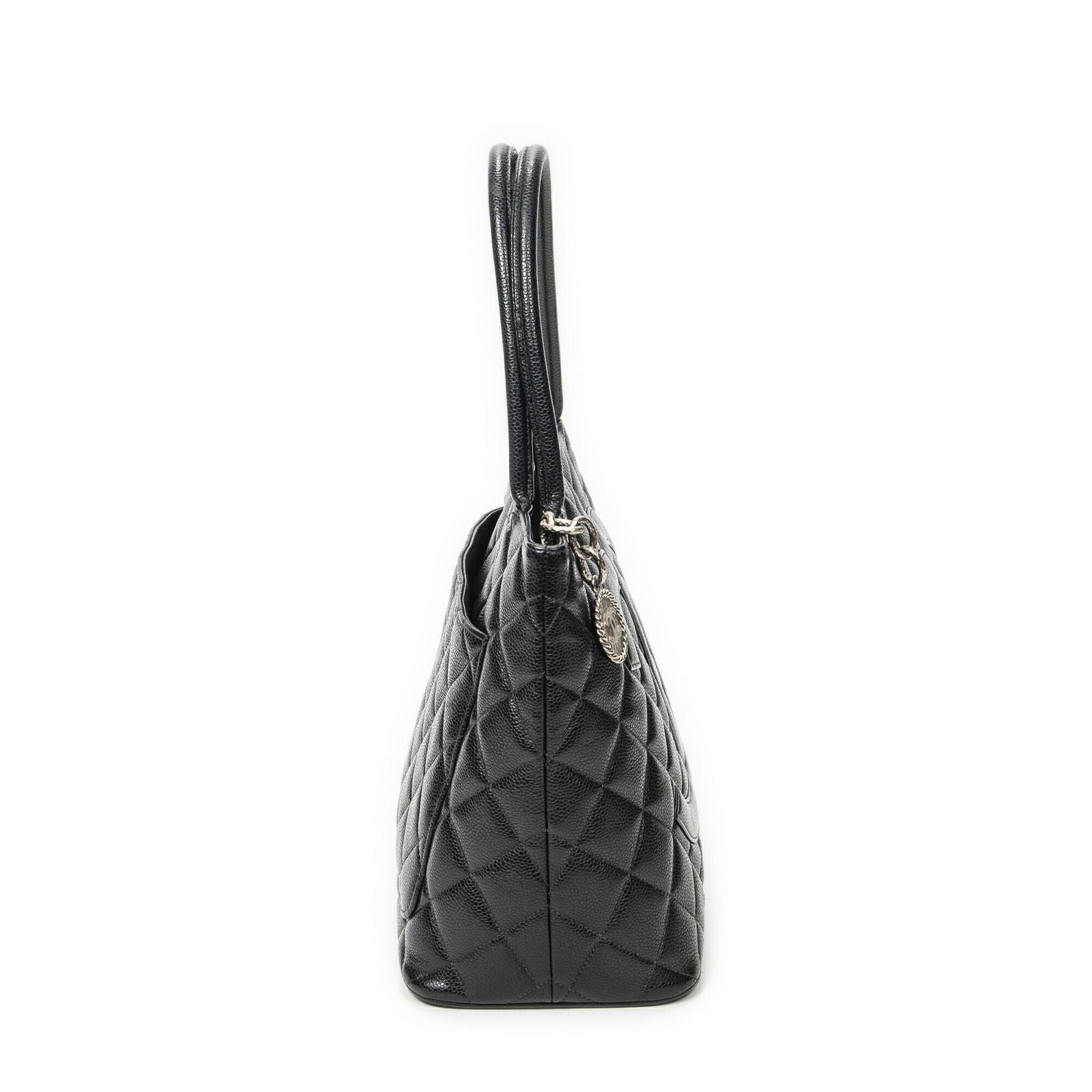 Chanel Timeless Medallion Tote Black Quilted Caviar Leather — view 4