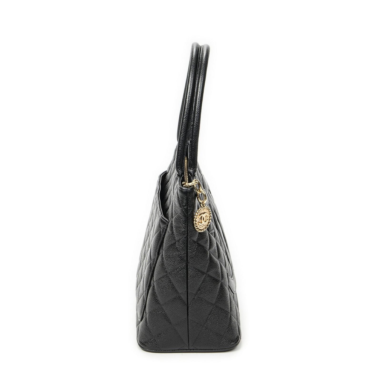 Chanel Timeless Medallion Tote Black Quilted Caviar Leather — view 4