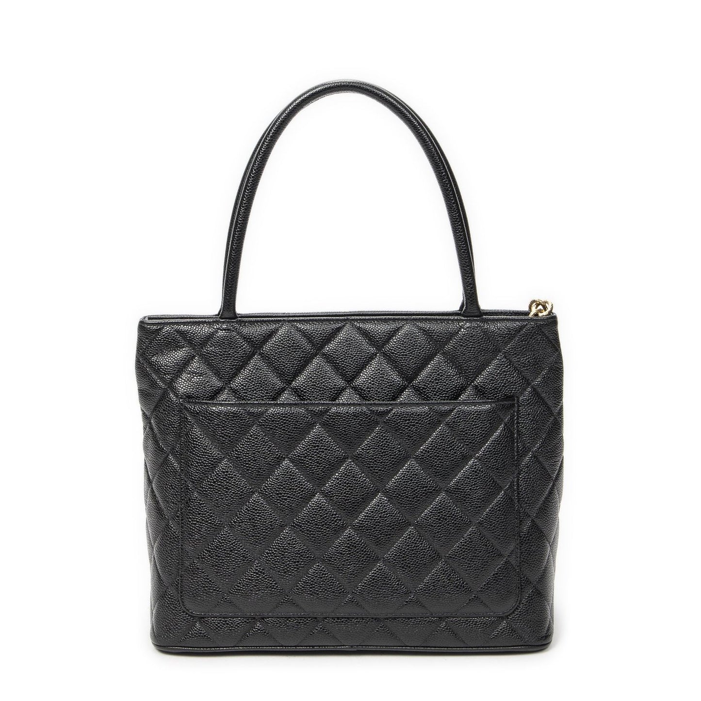 Chanel Timeless Medallion Tote Black Quilted Caviar Leather — view 5
