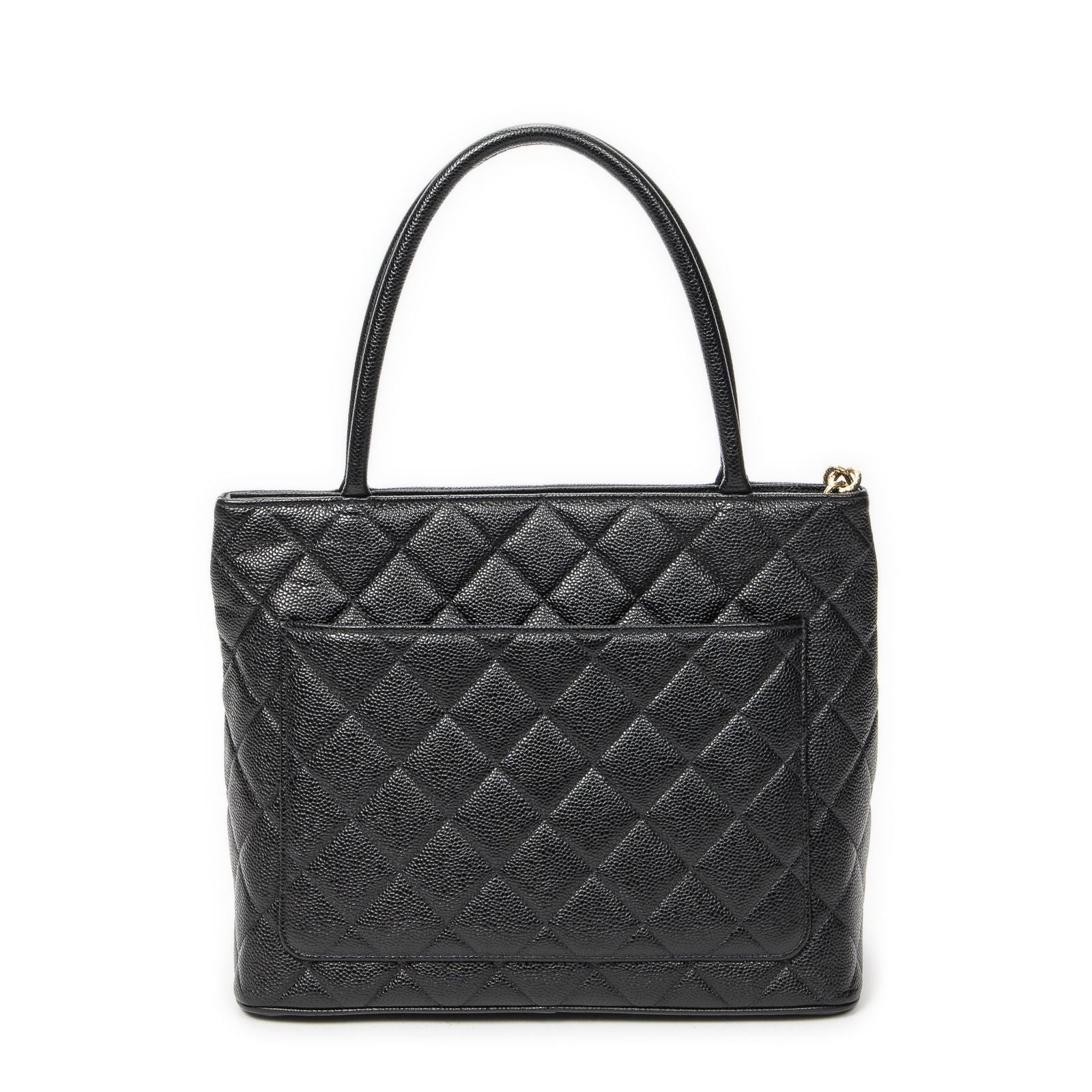 Chanel Timeless Medallion Tote Black Quilted Caviar Leather — view 5